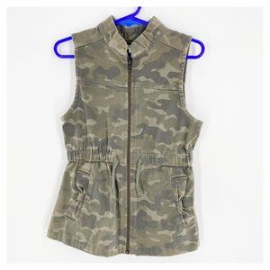 TRUE CRAFT Girls Twill Camo Pattern Twill Sleeveless Vest Cinched Waist 6
